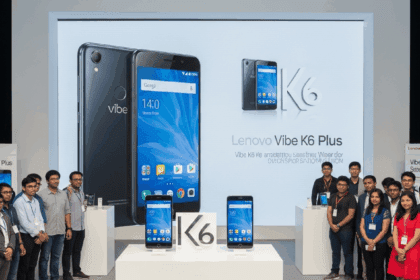 A dynamic launch event showcasing the Lenovo Vibe K6 and Vibe K6 Plus smartphones, with sleek designs and vibrant colors, set against a modern backdrop adorned with tech enthusiasts and engaging displays. no texts on scene. Keywords: photorealistic style, high resolution, 4k details, HDR, cinematic lighting, professional photography, studio lighting, vibrant colors.