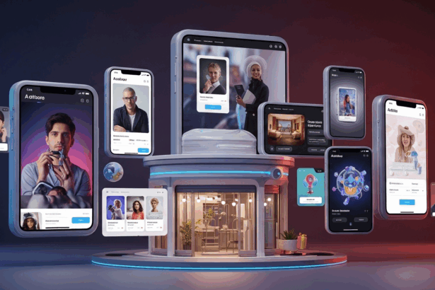 A futuristic online marketplace bustling with diverse digital storefronts, showcasing innovative products and technologies, under a sleek, immersive interface. no texts on scene. Photorealistic style, high resolution, 4k details, HDR, cinematic lighting, professional photography, studio lighting, vibrant colors.